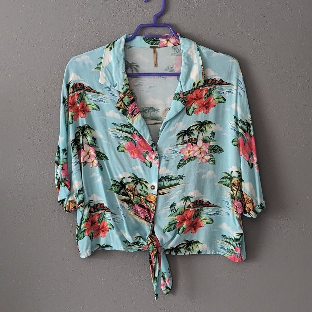 Tropical crop tie shirt